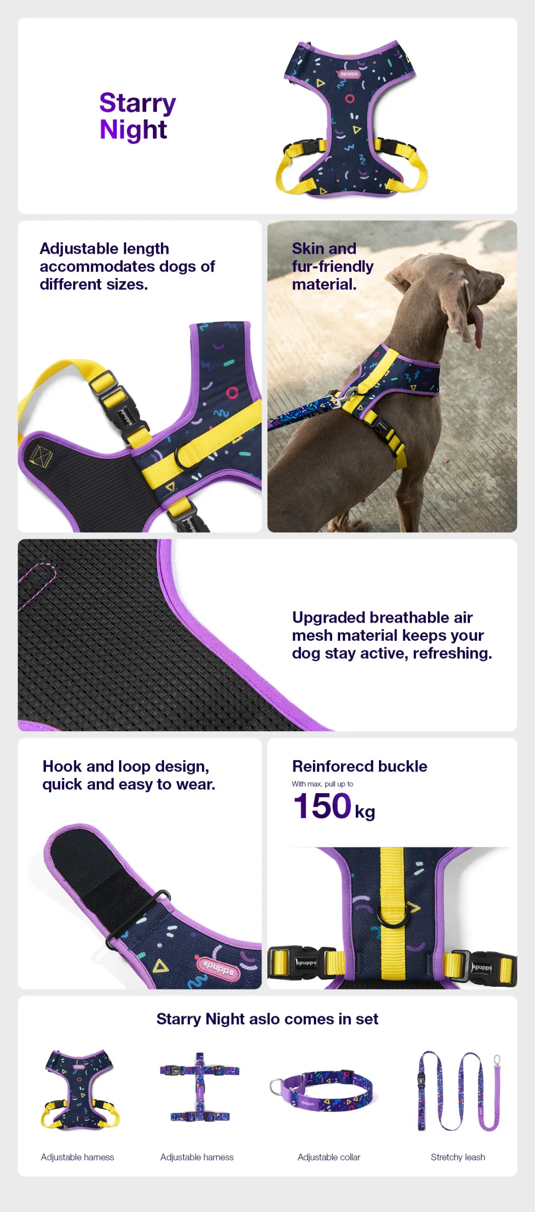 Reflective Breathable Lightweight Easy Walk Dog Pet Vest Harness with Safety Buckle for Small and Medium and Large Dogs and Cats