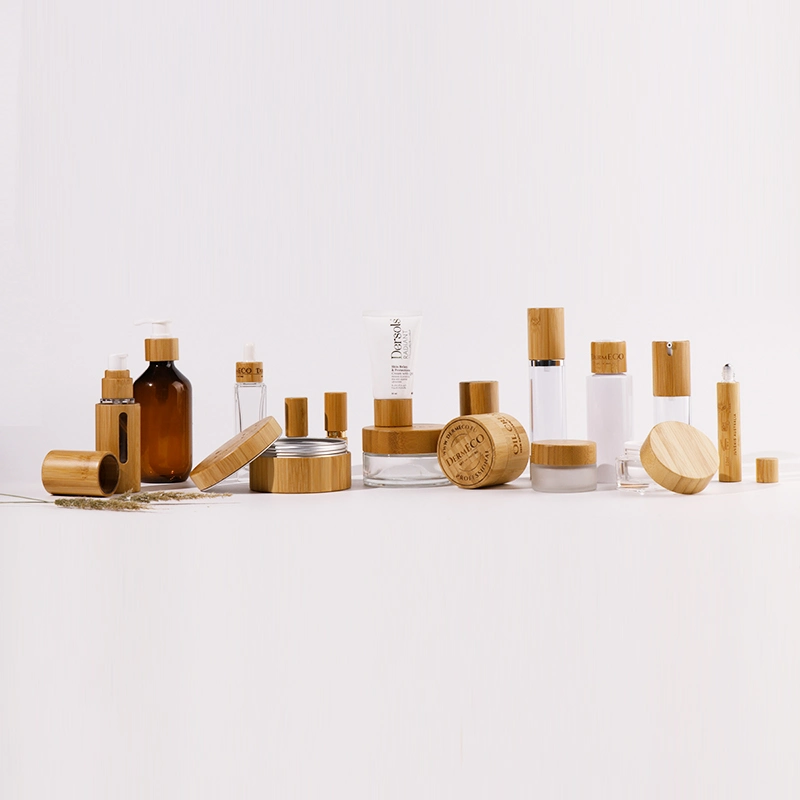 Bamboo Wooden Aluminum Jar Refillable Packaging
