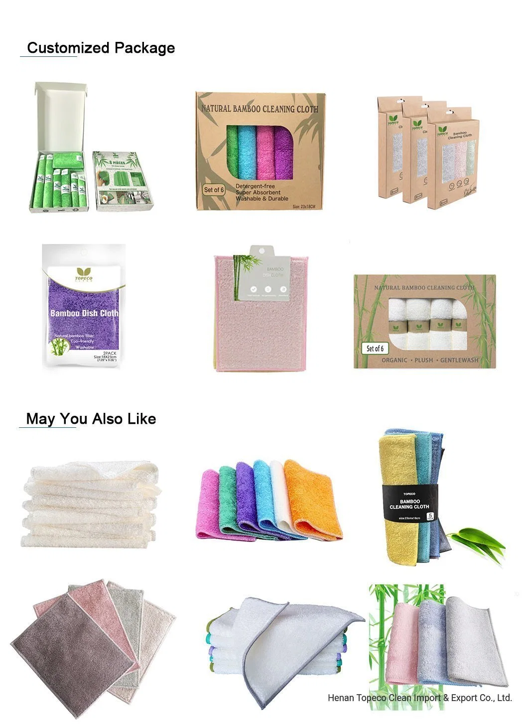Topeco Natural Fabric Household Washing Towel Bamboo Fiber Cloth Eco-Friendly Products