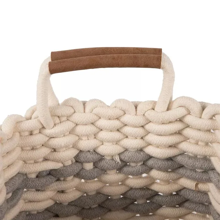 Wholesale Foldable Handmade Cotton Rope Woven Storage Basket