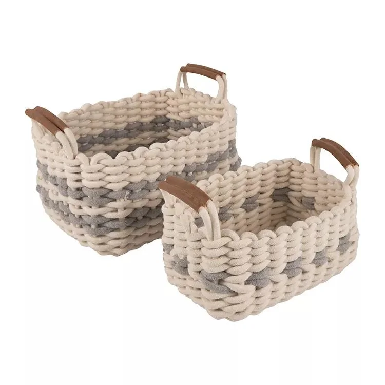 Wholesale Foldable Handmade Cotton Rope Woven Storage Basket